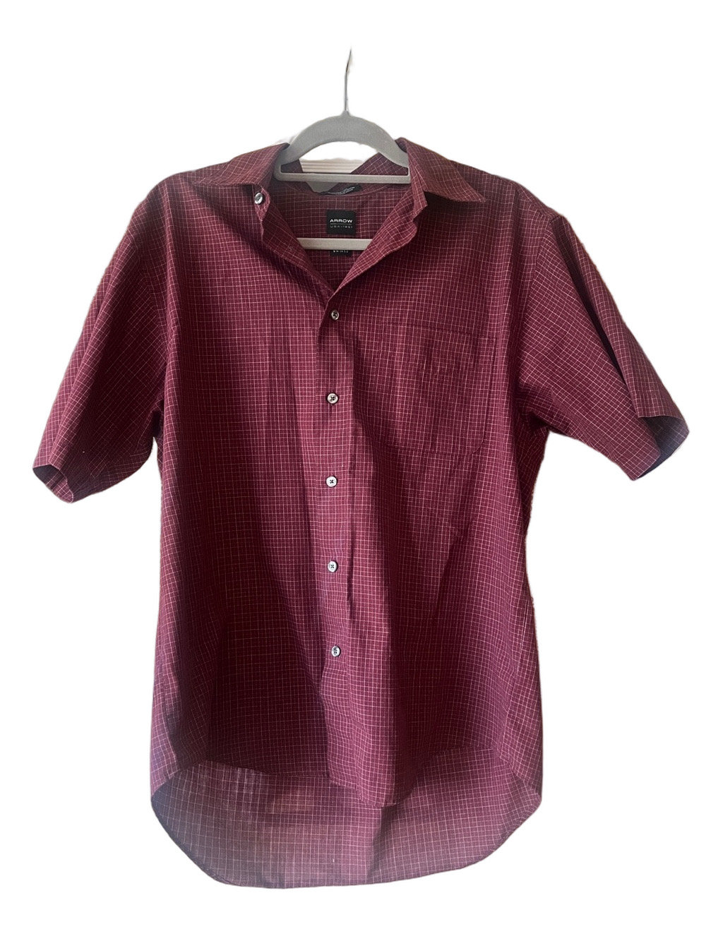 Arrow Men's Short-Sleeve Button-Down Shirt - Burgundy Plaid